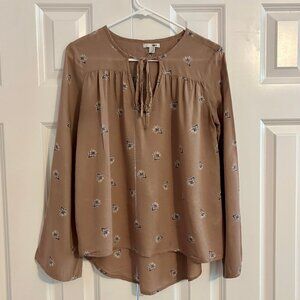Amuse Society Bell Sleeve Brown Floral Top Women XS
